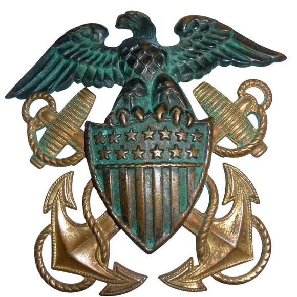 Gemsco Other - Antique Gemsco WWII Merchant Marine Eagle Shield Crossed Anchors Cap Insignia